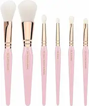 [Bdellium Tools] Pink Golden Triangle Luminescent Makeup Brush Set - Premium Tool with Soft Synthetic Bristles and Rose Gold Brass Ferrule for Multipurpose (Pink, 6 pcs)