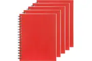 5 Pack Spirax 511 Notebook Spiral Bound Hard Cover 200 Page 225x175mm Red