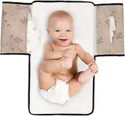 Dooky - Changing Mat for On The Go 60 x 34 cm - Romantic Leaves Beige - Baby Changing Mat, Changing Bag - Easy Washable - 40% Polyester 30% Foam 30% Peva - Beige