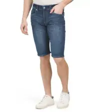 True Religion Rocco Relaxed Skinny Clean Edge Denim Shorts in Dark Wash Size 33