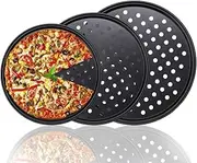 Pizza Pans with Holes Set 3-Piece, 24cm/28cm/32cm Pizza pan for Oven, Non-Stick Pizza Tray, Round Steel Pizza Pans - Dishwasher Safe, Premium Bakeware for Home Cooking