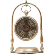 NEW Marrakesh Arch Gold Metal Moving Gears Desk Clock, 47cm