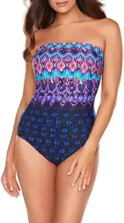 Miraclesuit Womens Bandeau Avanti One Piece Swimsuit Midnight Blue Size 8