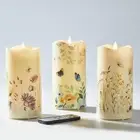 Fiber Optic Flameless Candles Set of 3, Butterfly Floral Spring Candles Batte...