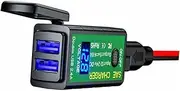 HEALEEP 1pc Motorcycle USB Charger Dual USB Phone Charging Device Voltage Monitor Heavy-Duty Extension Cable Easy Installation for Outdoor Riding