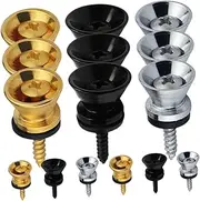Hoement Metal Guitar Strap Buckle Guitar Lock Pin Tail Pin Straps Button Buttons 18pcs Set