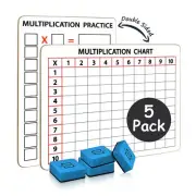 Pack of 5 Dry Erase Multiplication White Boards 9 x 12 Inch Small Lapboard l ...