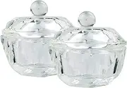 mollensiuer 2Pcs Clear Nail Art Acrylic Liquid Powder Dappen Dish Bowl Glass Crystal Cup Glassware with Lid for Nail Art Manicure Care Tools