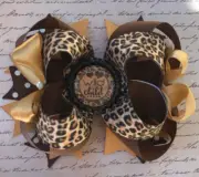 New Cheetah Leopard Print Wild Child Girls Hair Bow