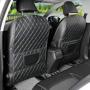 2 Pack Car Seat Protector Seatback Kick Mats, Universal Leather Seat Back Cover with Organizer Bag, Wear Resistant Waterproof Scratchproof Front Seat Back Cushion for SUV Car Accessories (Black)