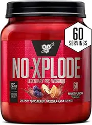 BSN N.O.-XPLODE Pre-Workout Supplement with Creatine, Beta-Alanine, and Energy, Flavor: Fruit Punch, 60 Servings 2.45 lbs