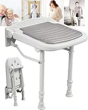 Shower Chair for Inside Shower Foldable Wall Mount, Folding Shower Seat with Adjustable Legs Fold Down Shower Seat for Seniors Small Shower Space -Maximum Load 190 Kg