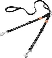 HOWGO Double Dog Leash - Super Lightweight Adjustable Dual Padded Handles,No Tangle Double Clip Dog Leash Coupler,1.5CM Rope Thick Suitable for 2 Small Dogs (1.5CM/Black,Double Leash w/Handle)