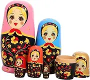 SOPOTUTU 1 Set Wooden Russian Nesting Dolls Girl Matryoshka for Cognitive Development Home Decoration Unique Festival Present