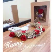 在飛比找蝦皮購物優惠-Kanny 新娘花圈 永生花花圈 外拍花圈 乾燥花花圈 紅玫