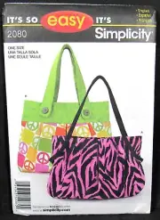 Purse Totes Bags Sewing Pattern Simplicity 2080 Uncut