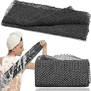 3 Pack African Net Sponge, Real Black-Owned African Sponge, Authentic Exfoliator and Body Scrubber, Exfoliating Bath Wash Cloth for Back, Foot, and Scalp, Stretchable and Durable (Black)