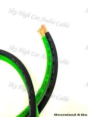50 ft 4 Gauge AWG 25' LIME GREEN / 25' BLACK Power Ground Wire Sky High