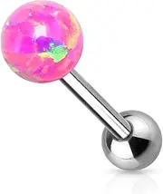 [BodyJewelryOnline] Tongue Ring Opal Balla Internally Threaded Surgical Steel Barbell