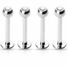 4 Pc 16g CZ Gem Surgical Steel Helix Tragus Lip Piercing Labret Monroe Stud Ring