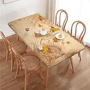 Summer Bees Floral Sunflower Rectangular Tablecloth Table Cover for 4 Foot Tables, Waterproof Fitted Elastic Edged Table Cloth for Indoor Outdoor Party Wedding Picnic Patio, 4 Ft/48x30 inch
