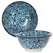 Japanese Rice Soup Noodle Bowl 6" Porcelain Blue Kosome Karakusa Made in Japan