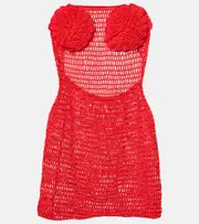[Anna Kosturova] Anna Kosturova Camellia cotton crochet bustier dress AU 14 red