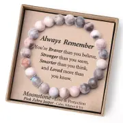 Handmade Beaded Bracelet for Teen Girls – Pink Zebra Jasper & Moonstone Gift Set