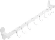 Double Pole Movable Hook Kitchen Organizer Rack Industrial Style Utensil Hanging Bar for Kitchen Utensils Wall Mounted Kitchen Storage