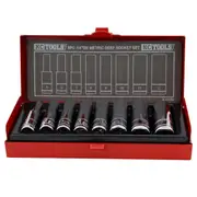 KC Tools 8pc 1/4" Dr Metric Deep Socket Set - 5mm - 12mm - Cr-V Steel