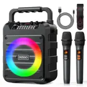 Karaoke Machine - Portable Bluetooth Speaker with 2 Wireless Microphones for