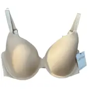 CALVIN KLEIN Lightly Line Demi Bra Underwire QP15000 BEIGE Women's SIZE 36D NEW