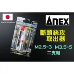 附發票日本原裝進口 ANEX 日本製 ANH-S2(M2.5~M5螺絲用) 斷頭螺絲 取出器 反牙螺絲 退螺絲器 退牙器