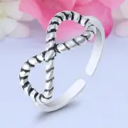 7mm Infinity Rope Band 925 Sterling Silver Toe Ring Thin Adjustable Toe Ring