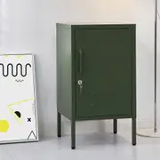 Lockable Metal Bedside Table Cabinet - Green