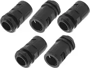 X AUTOHAUX 18mm / PG11 Cable Glands 15.8mm / 0.62" Bellows Waterproof Joint Straight-Through PA6 Nylon Black 5 Pcs