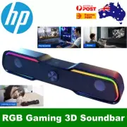 HP DHE-6002 3D Surround Soundbar Speaker Stereo Subwoofer RGB Gaming 3.5mm Aux