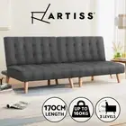 Artiss 2x Sofa Bed Lounge Chair Couch Futon Single Seater Recliner Linen Grey