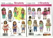 Simplicity Patterns 18" Doll Clothes 2302 and 1513, Tops, Skirts, Dresses, Shoes