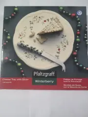Pfaltzgraff Winterberry Cheese Tray w/ Slicer Ceramic Embossed Rim 2006 In Box