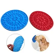Catzon 2 Pcs of Strong Suction Dog Lick Mat Durable Slow Feeder Pad for Pet Bathing-Blue Red