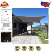Breathable 12'x16' Rectangle Sun Shade Sail - Custom Brown UV-Blocking Solution