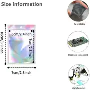 100PCS Smell Proof Mylar Foil Rainbow Bags Holographic Resealable Zip Lock Pouch