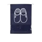 Portable Large Capacity Waterproof Drawstring Shoes Bag for Travel Storage Navy_large