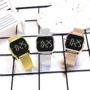 Mesh Strap Led Display Led Watches Square Design Font Display for Students