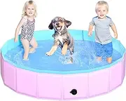 CACSPS Foldable Dog Pet Bath Pool-55.1" Pink