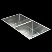 BRIENZ Stainless Steel Kitchen Sink - 865mm Double Bowl Round Corners - Under/Top Mount - 1.0mm Thick