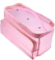 LOLIPPYY 1pcs Portable Mesh Tote Bag for Woolen Storage Pink Three Holes Design Construction for Yarn Produce and Travel Lightweight Backpack Storage