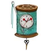 Allen Wall Clock with Pendulum - Thread Spool and Needle