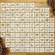 100 Pcs Stencils for Painting on Wood Reusable Stencil Crafts Drawing Templates Holiday Wall Paper for DIY Scrapbook Home 2 x 2 Inch(Cute Baby Animal Style)